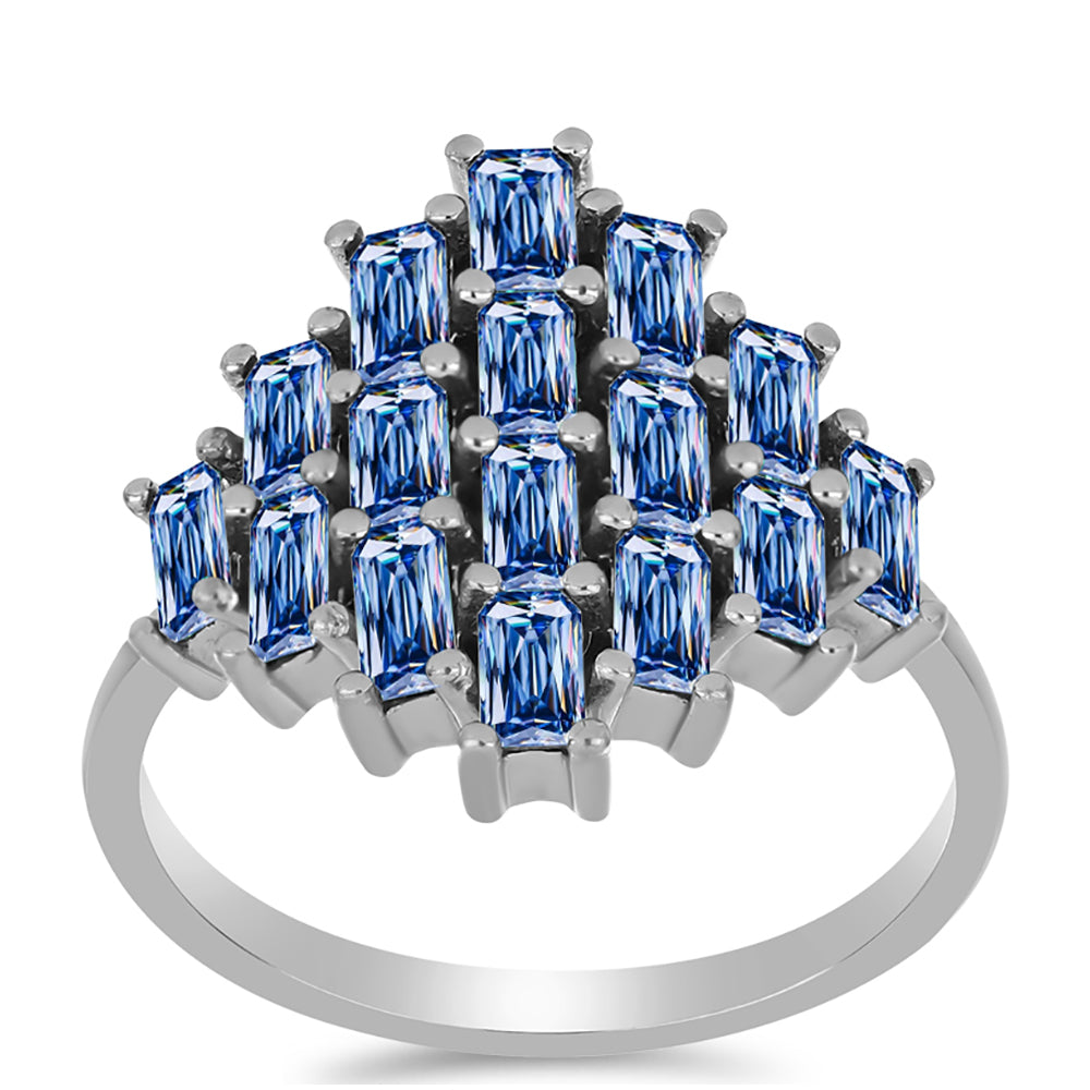 Ezüst Gyűrű Óceánkék Moissanite-tal