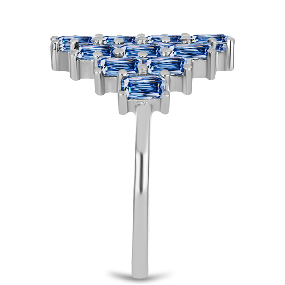 Ezüst Gyűrű Óceánkék Moissanite-tal