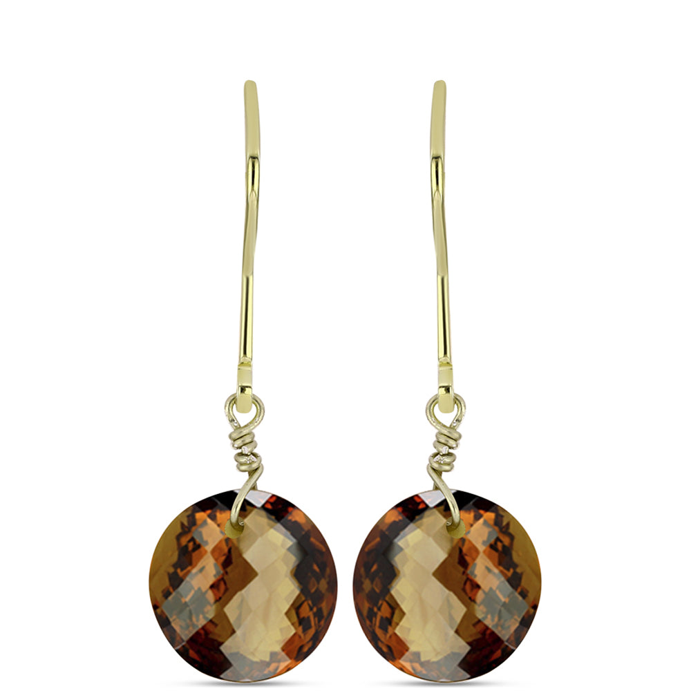 Arannyal Bevont Ezüst Fülbevaló Kognak Kvarccal