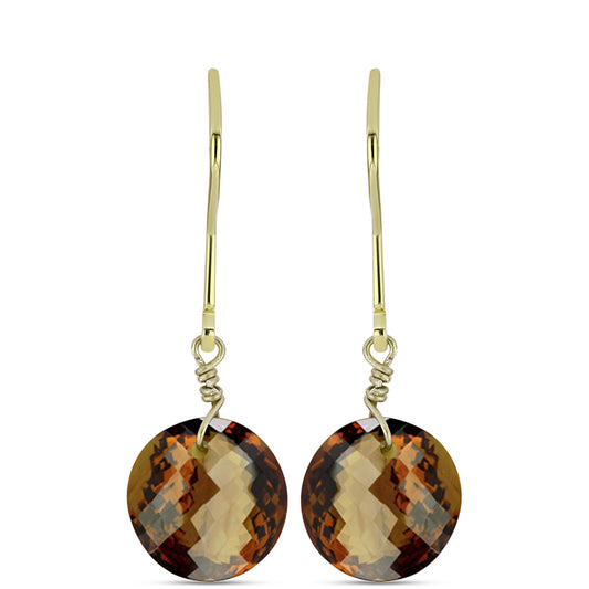 Arannyal Bevont Ezüst Fülbevaló Kognak Kvarccal