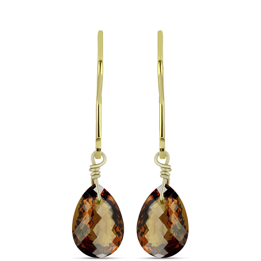 Arannyal Bevont Ezüst Fülbevaló Kognak Kvarccal