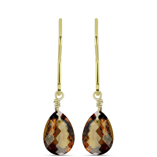 Arannyal Bevont Ezüst Fülbevaló Kognak Kvarccal