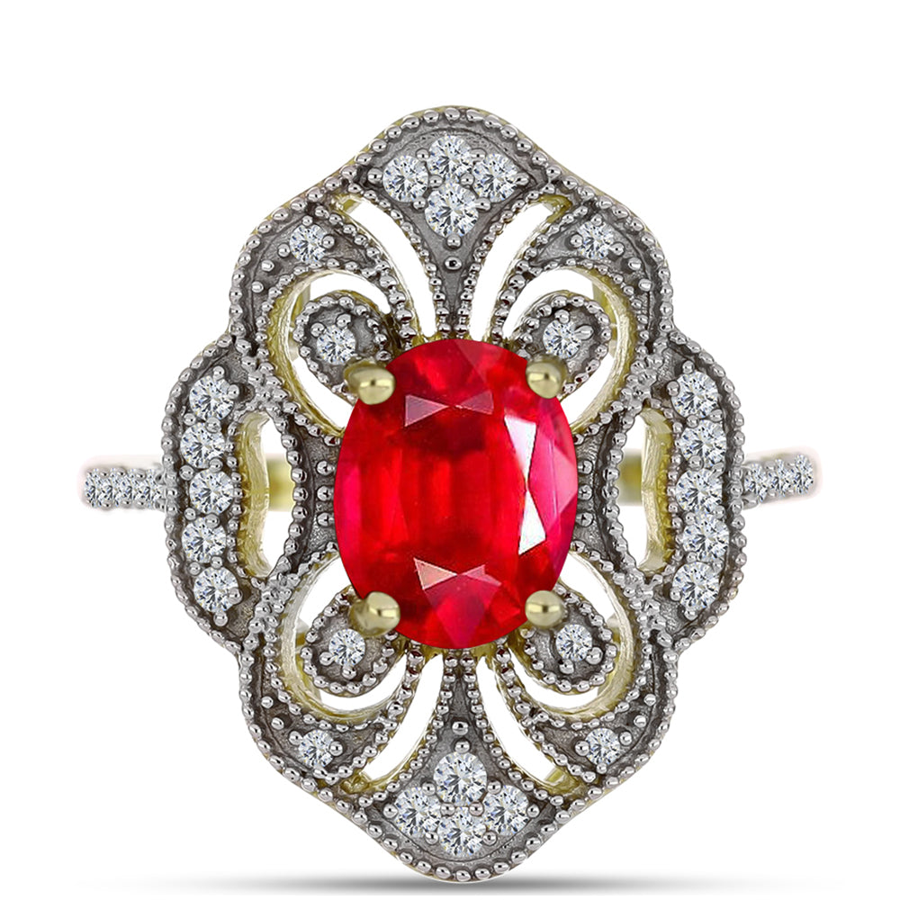 Arannyal Bevont Ezüst Gyűrű Vörös Acháttal és Fehér Topázzal