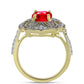 Arannyal Bevont Ezüst Gyűrű Vörös Acháttal és Fehér Topázzal