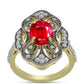 Arannyal Bevont Ezüst Gyűrű Vörös Acháttal és Fehér Topázzal