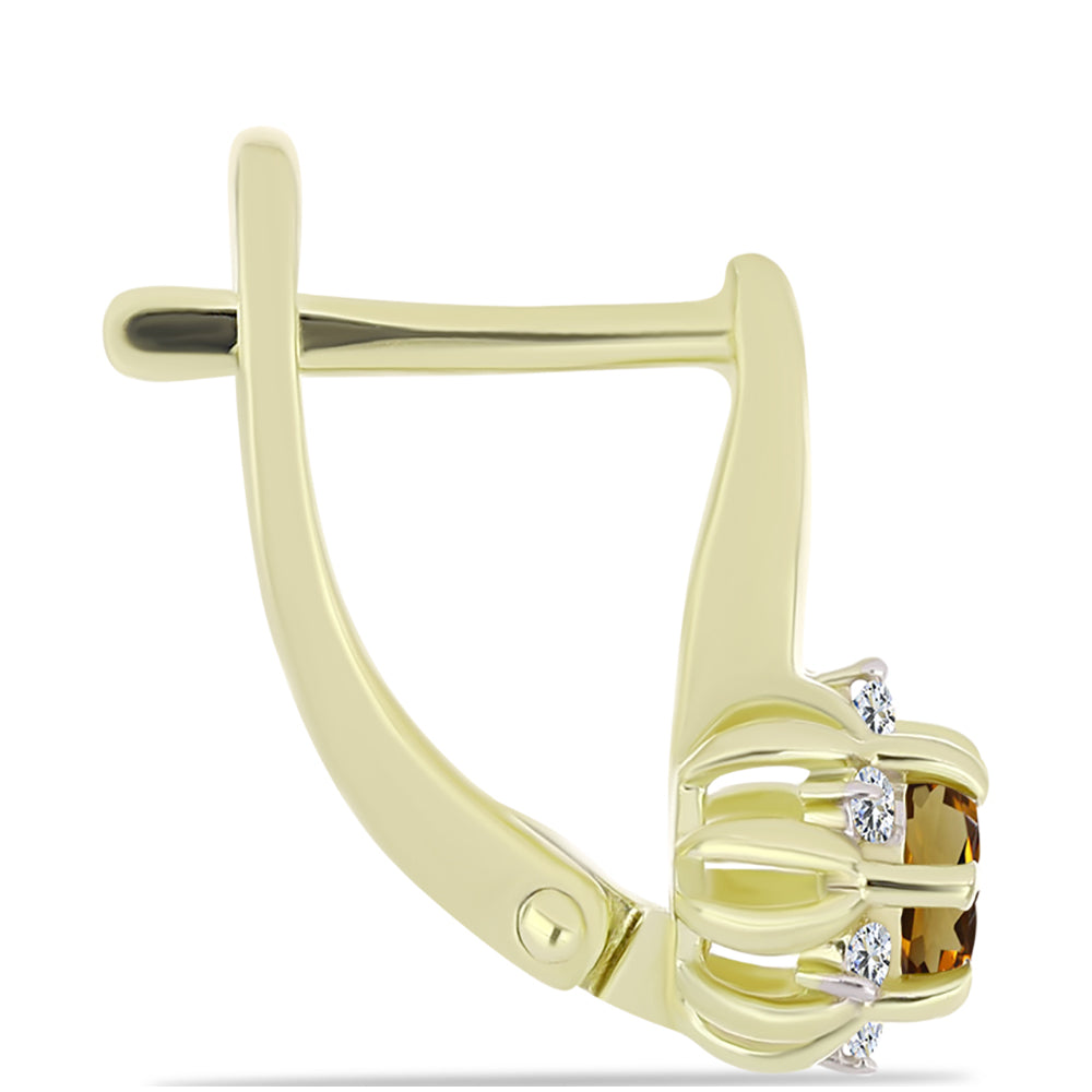 Arannyal Bevont Ezüst Fülbevaló Kognak Kvarccal és Fehér Topázzal