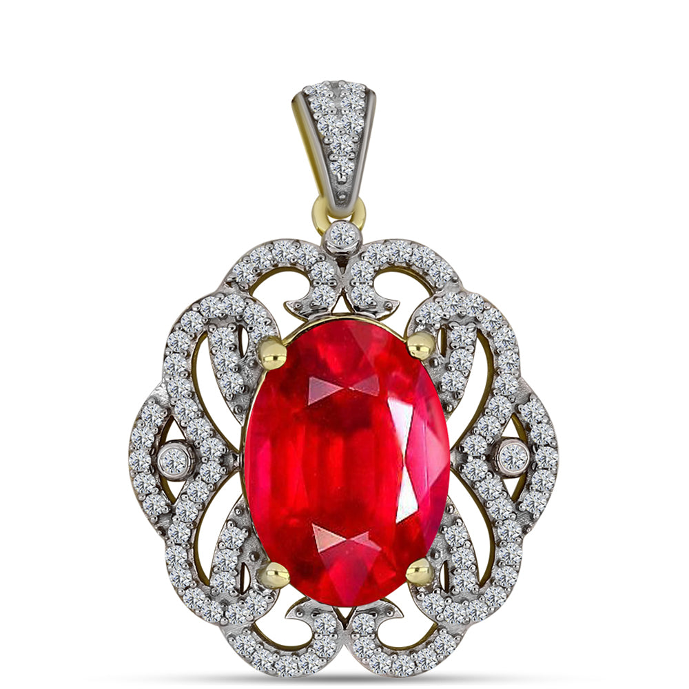 Arannyal Bevont Ezüst Medál Vörös Acháttal és Fehér Topázzal