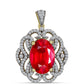 Arannyal Bevont Ezüst Medál Vörös Acháttal és Fehér Topázzal