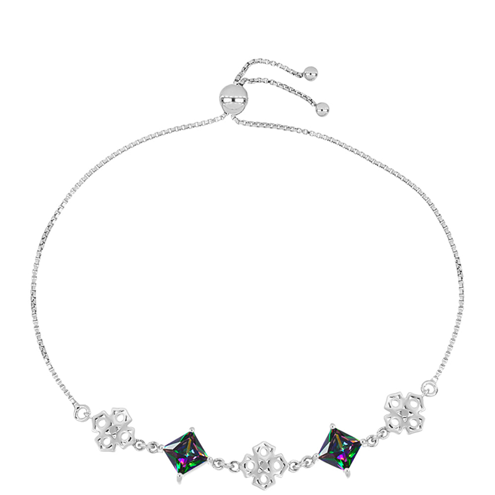 Ezüst Karkötő Brazil Misztikus Zöld Kvarccal