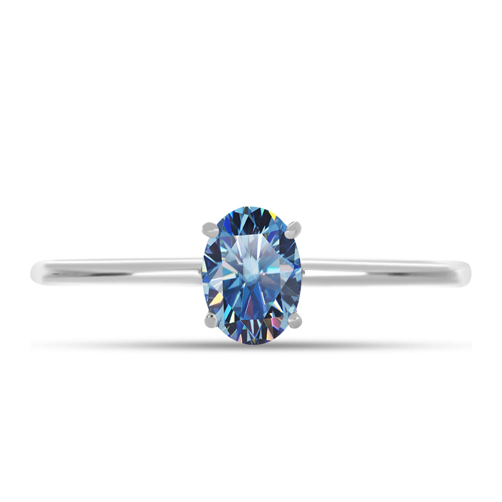 Ezüst Gyűrű Óceánkék Moissanite-tal
