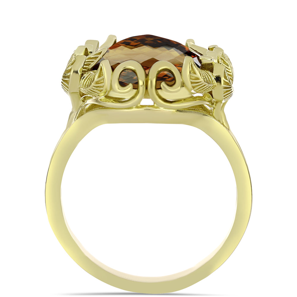 Arannyal Bevont Ezüst Gyűrű Kognak Kvarccal 2 