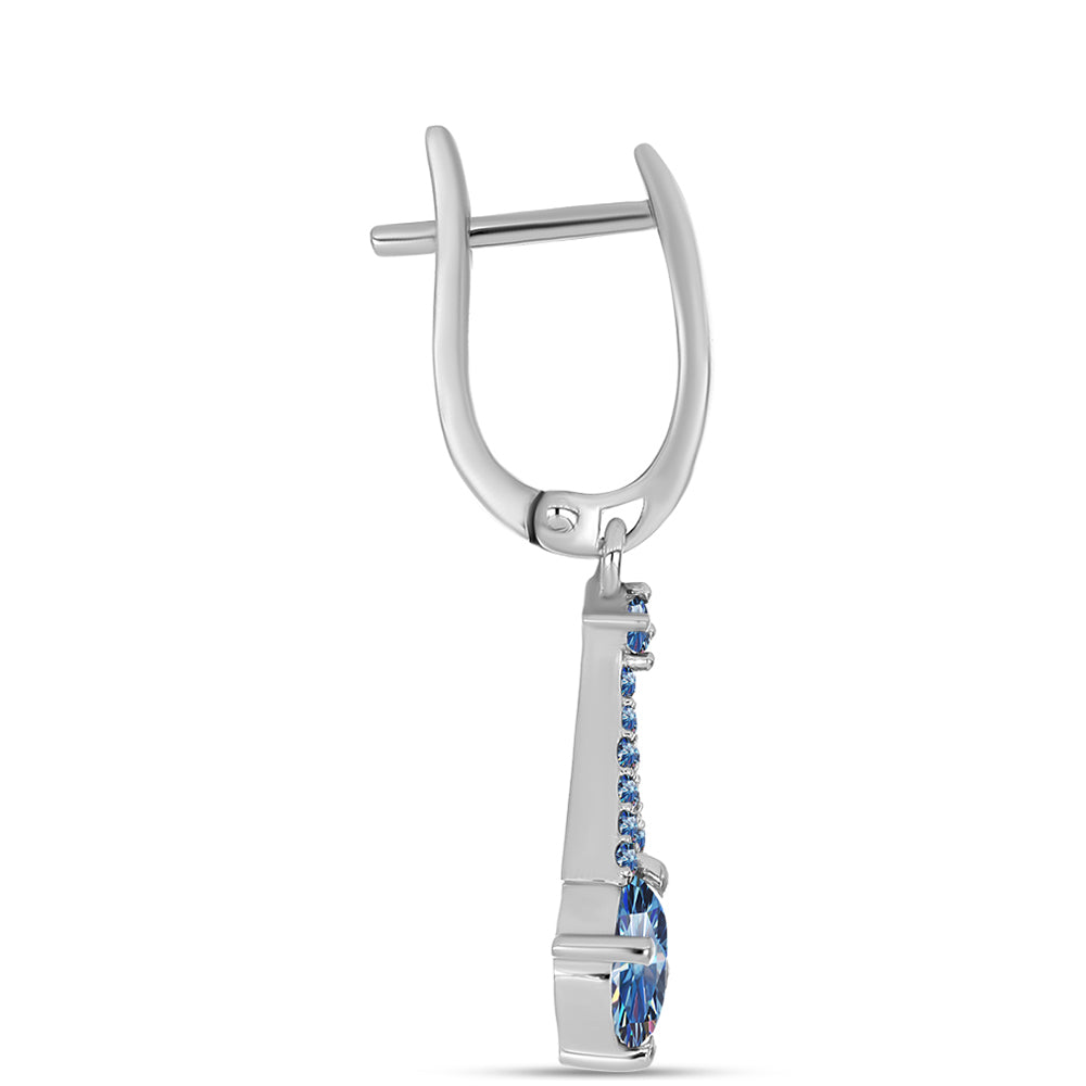 Ezüst Fülbevaló Óceánkék Moissanite-tal 2 