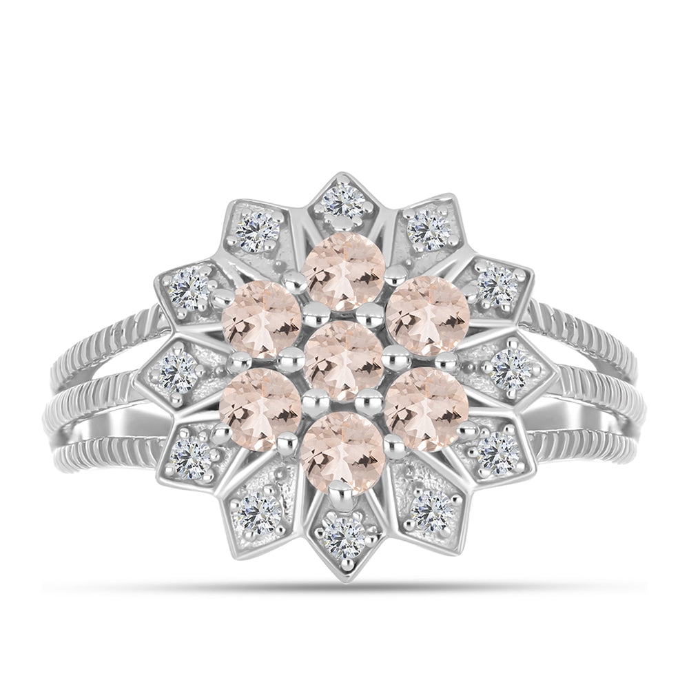 Ezüst Gyűrű Gozarehi Morganittal és Fehér Topázzal 1 