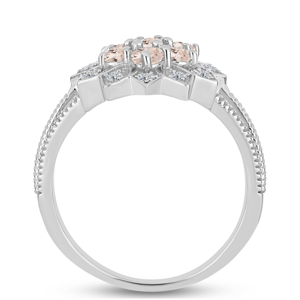 Ezüst Gyűrű Gozarehi Morganittal és Fehér Topázzal