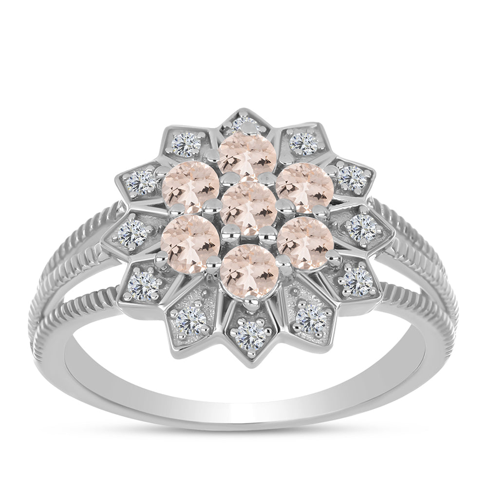 Ezüst Gyűrű Gozarehi Morganittal és Fehér Topázzal