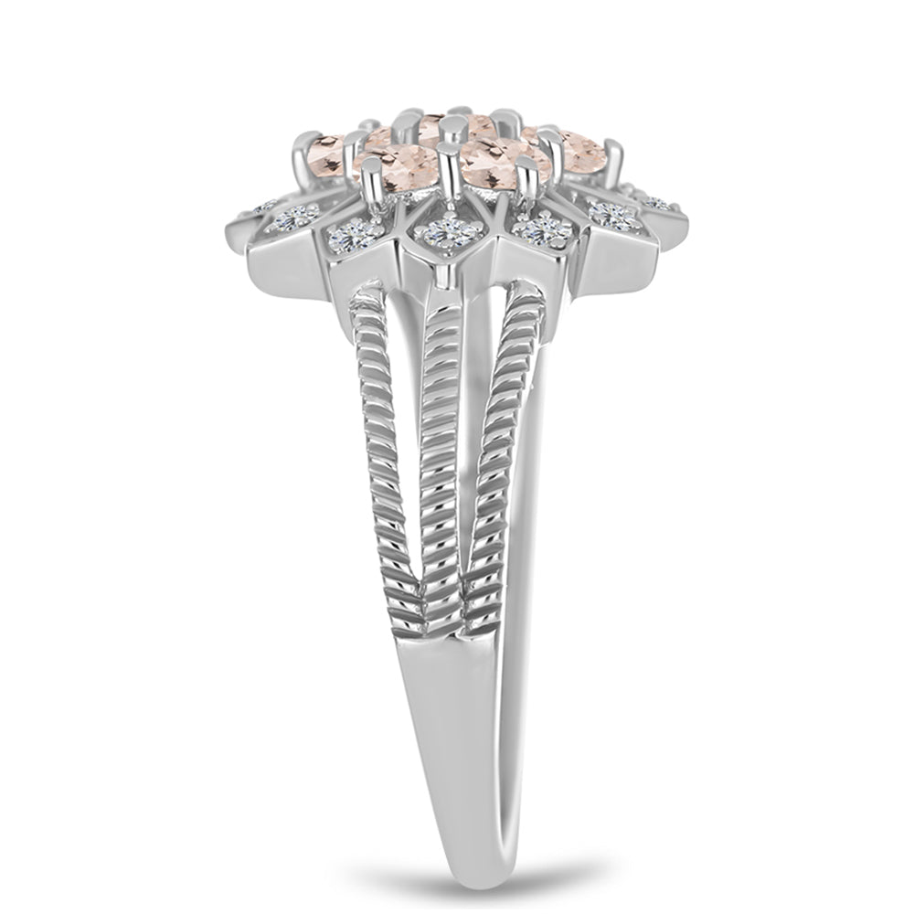 Ezüst Gyűrű Gozarehi Morganittal és Fehér Topázzal