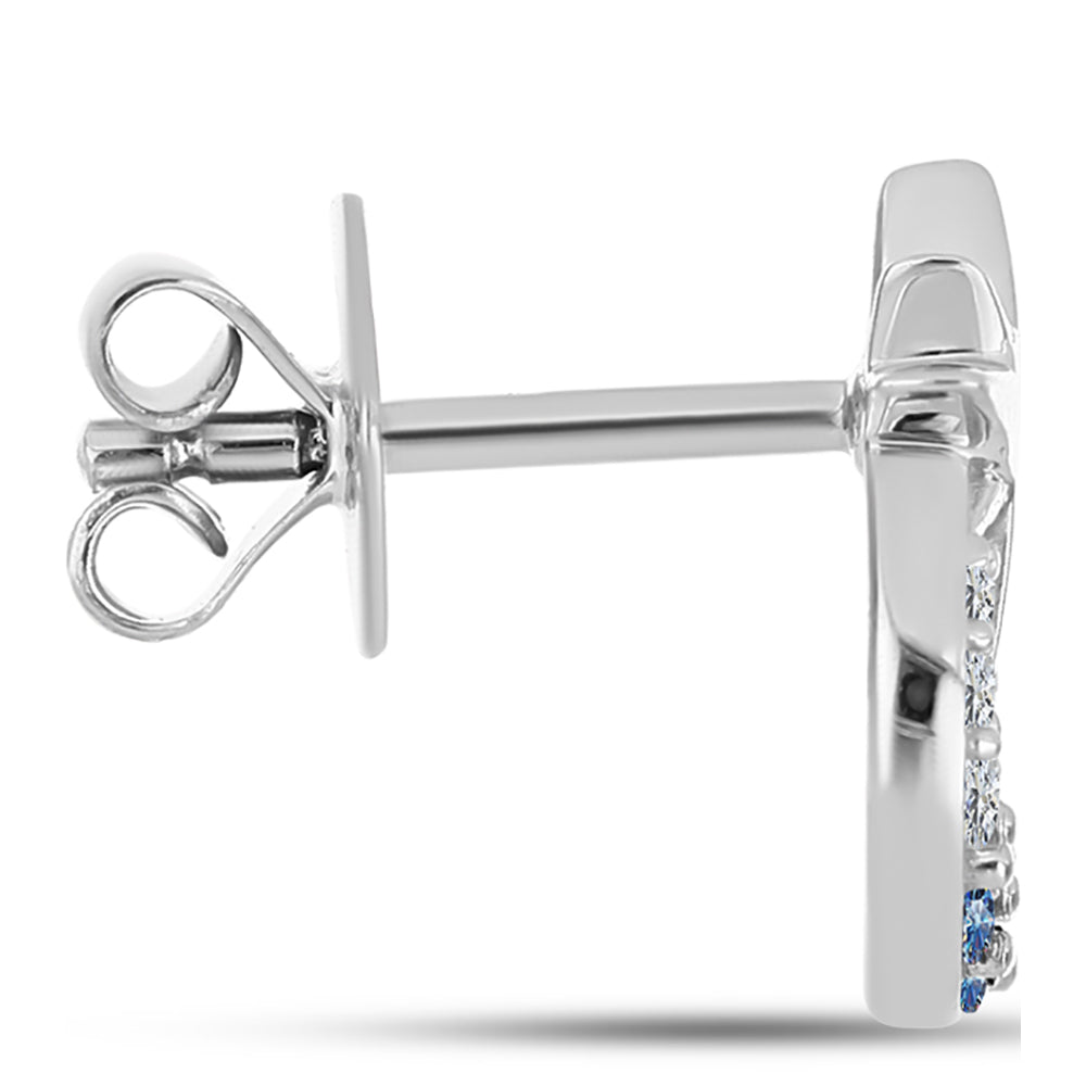 Ezüst Fülbevaló Óceánkék Moissanite-tal és Fehér Topázzal 2 