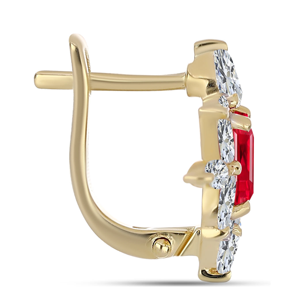 Arannyal Bevont Ezüst Fülbevaló Vörös Acháttal és Fehér Topázzal 2 