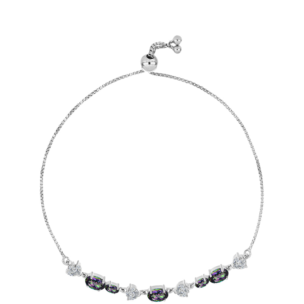 Ezüst Karkötő Brazil Misztikus Zöld Kvarccal és Fehér Topázzal 2 