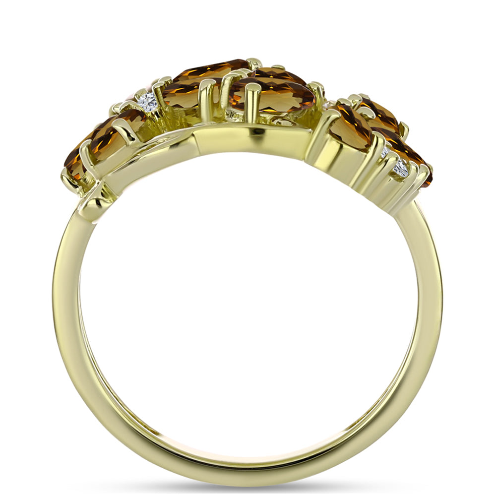 Arannyal Bevont Ezüst Gyűrű Kognak Kvarccal és Fehér Topázzal 2 