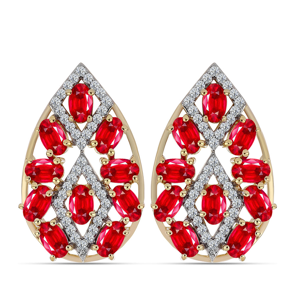 Arannyal Bevont Ezüst Fülbevaló Vörös Acháttal és Fehér Topázzal 1 