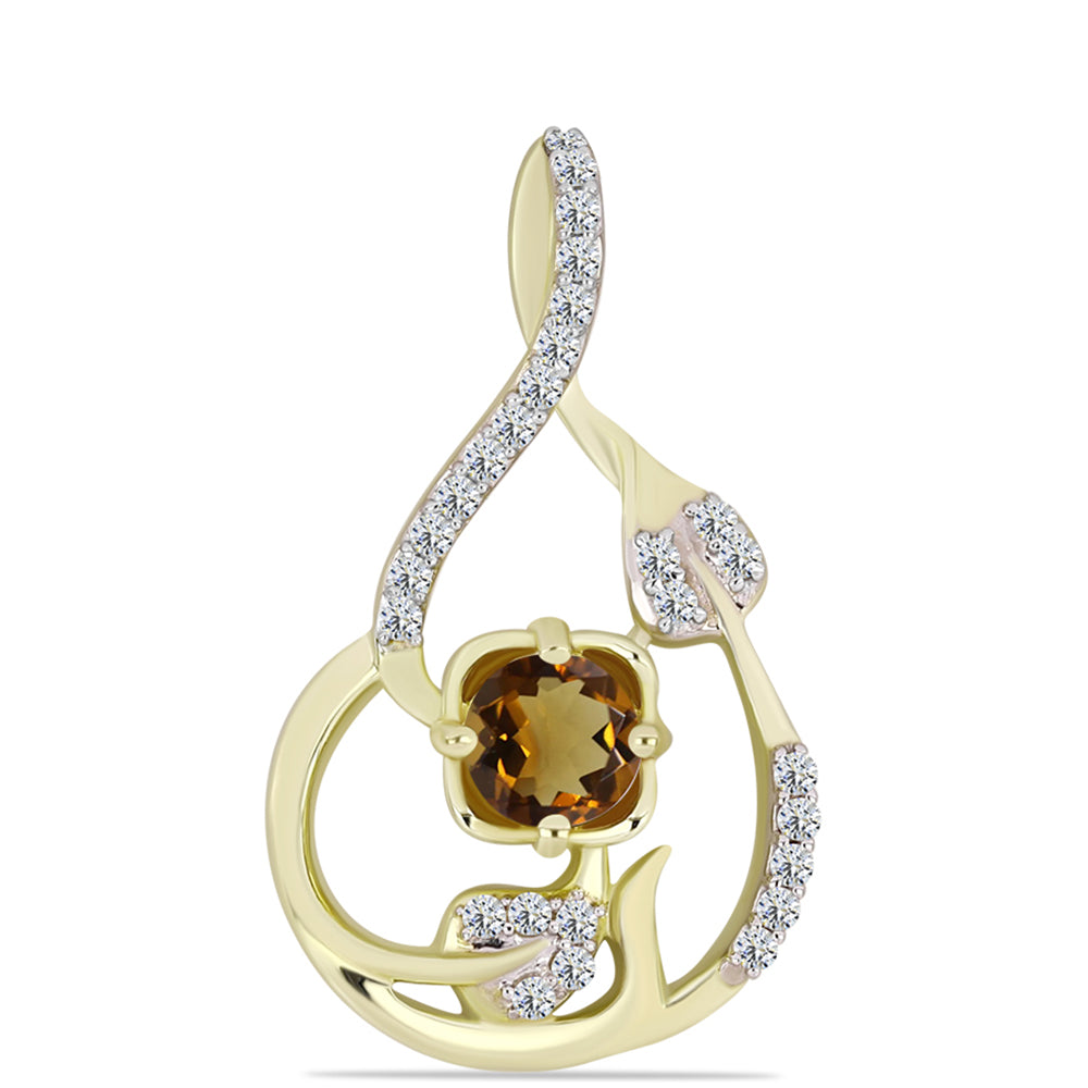 Arannyal Bevont Ezüst Medál Kognak Kvarccal és Fehér Topázzal 1 