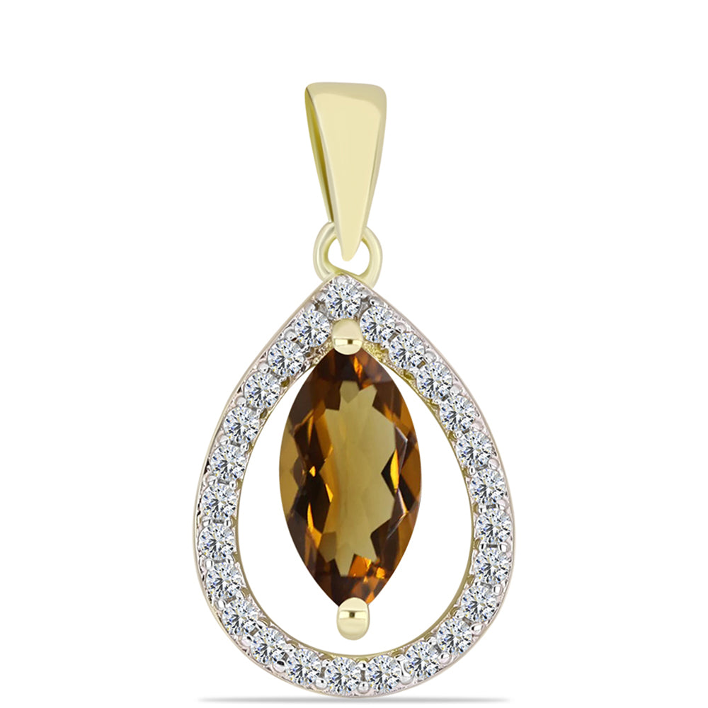 Arannyal Bevont Ezüst Medál Kognak Kvarccal és Fehér Topázzal 1 