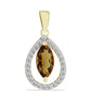 Arannyal Bevont Ezüst Medál Kognak Kvarccal és Fehér Topázzal