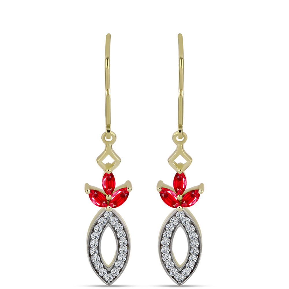 Arannyal Bevont Ezüst Fülbevaló Vörös Acháttal és Fehér Topázzal 1 