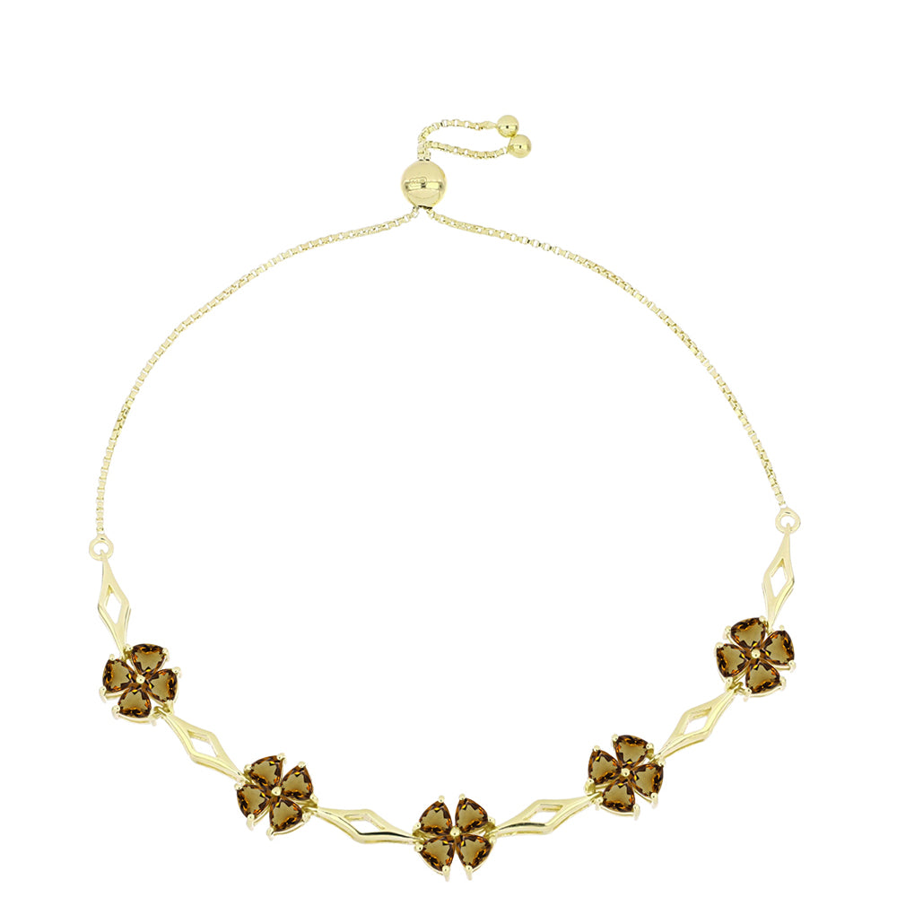 Arannyal Bevont Ezüst Karkötő Kognak Kvarccal 1 