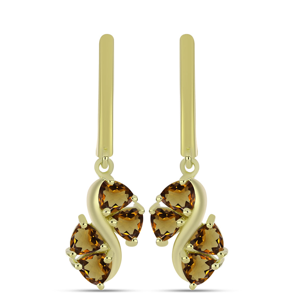 Arannyal Bevont Ezüst Fülbevaló Kognak Kvarccal