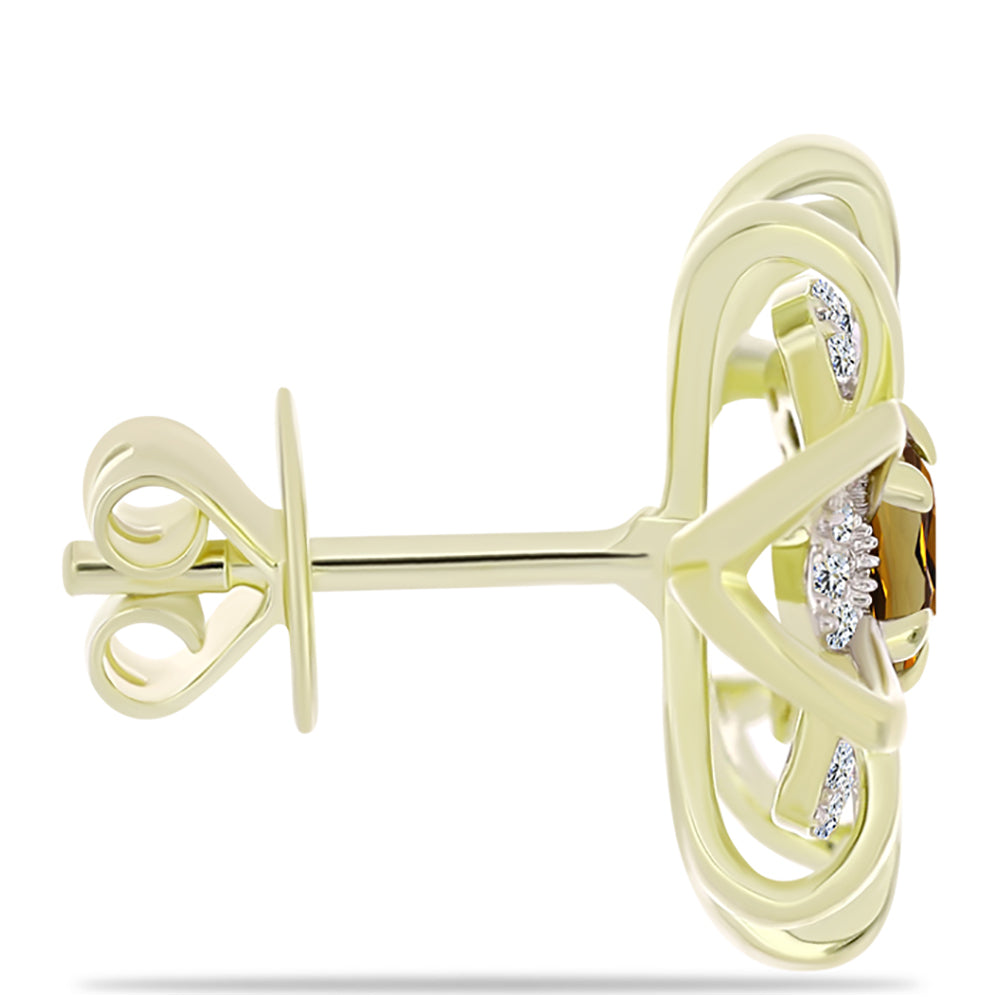 Arannyal Bevont Ezüst Fülbevaló Kognak Kvarccal és Fehér Topázzal 2 