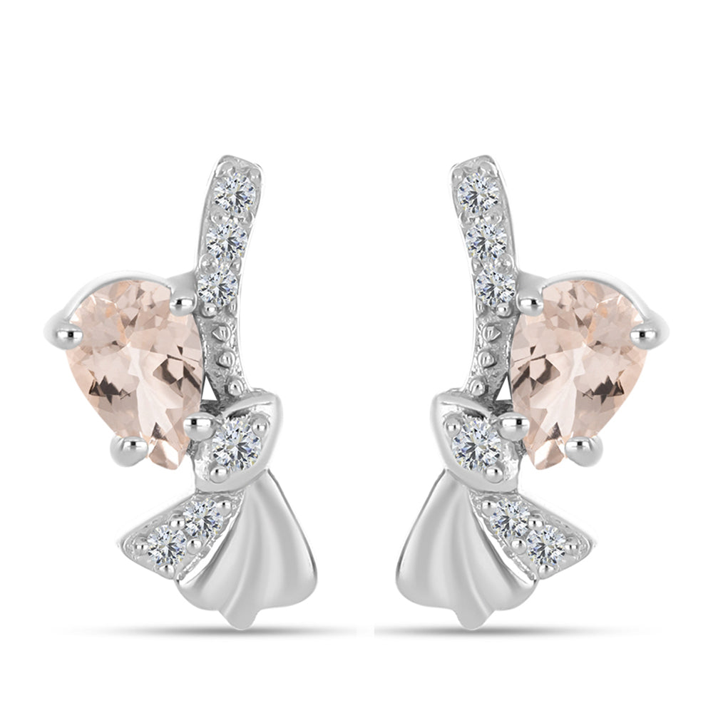 Ezüst Fülbevaló Gozarehi Morganittal és Fehér Topázzal