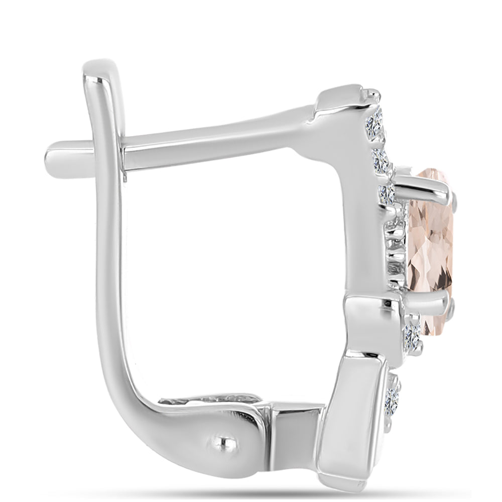 Ezüst Fülbevaló Gozarehi Morganittal és Fehér Topázzal 2 