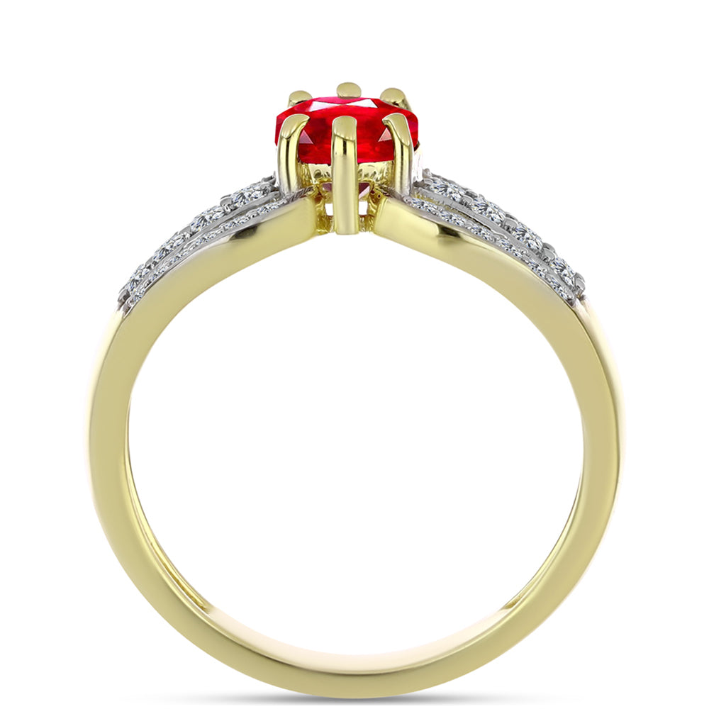 Arannyal Bevont Ezüst Gyűrű Vörös Acháttal és Fehér Topázzal 2 