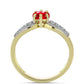 Arannyal Bevont Ezüst Gyűrű Vörös Acháttal és Fehér Topázzal