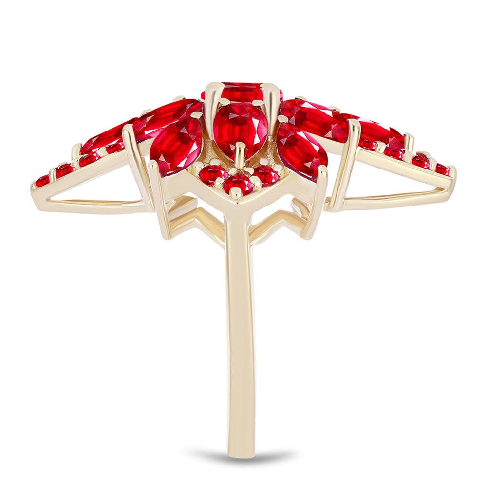 Arannyal Bevont Ezüst Gyűrű Vörös Acháttal