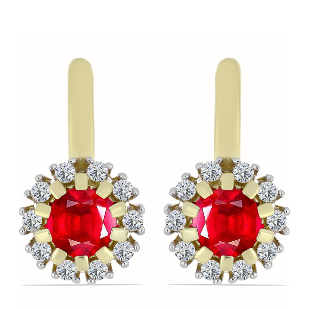 Arannyal Bevont Ezüst Fülbevaló Vörös Acháttal és Fehér Topázzal 1 