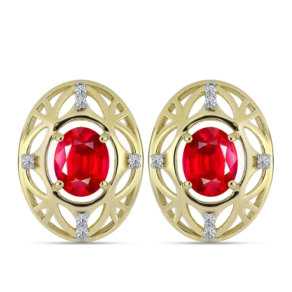 Arannyal Bevont Ezüst Fülbevaló Vörös Acháttal és Fehér Topázzal 1 