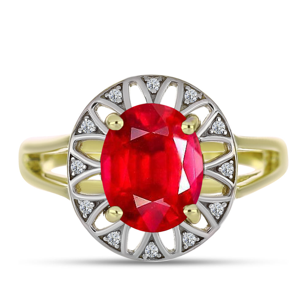 Arannyal Bevont Ezüst Gyűrű Vörös Acháttal és Fehér Topázzal 1 
