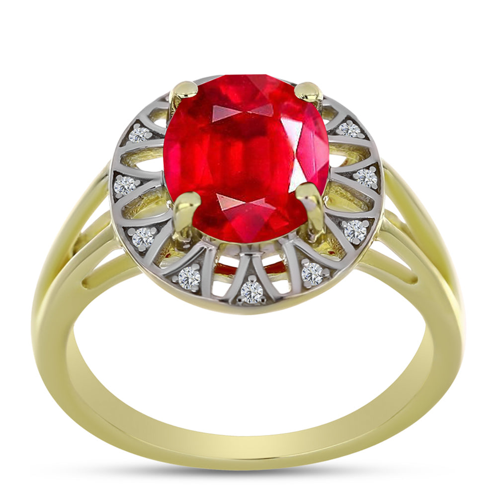 Arannyal Bevont Ezüst Gyűrű Vörös Acháttal és Fehér Topázzal