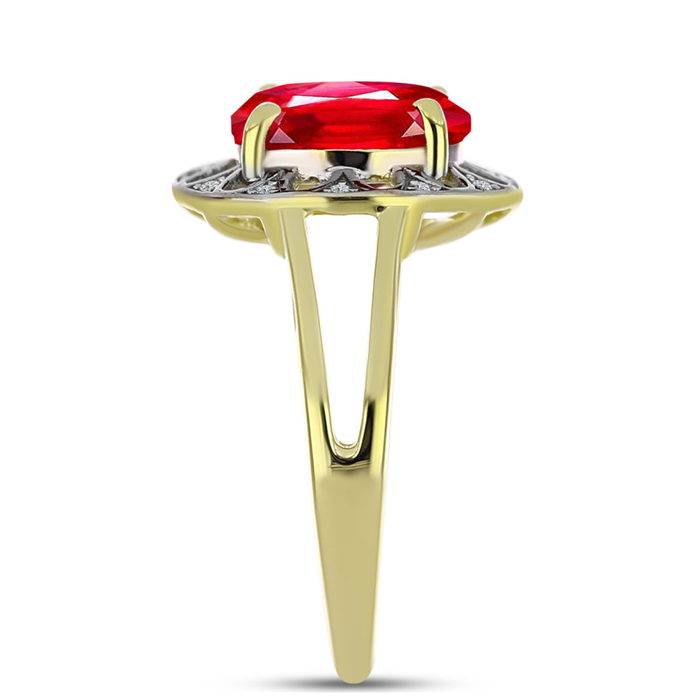 Arannyal Bevont Ezüst Gyűrű Vörös Acháttal és Fehér Topázzal 4 