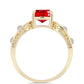 Arannyal Bevont Ezüst Gyűrű Vörös Acháttal és Fehér Topázzal