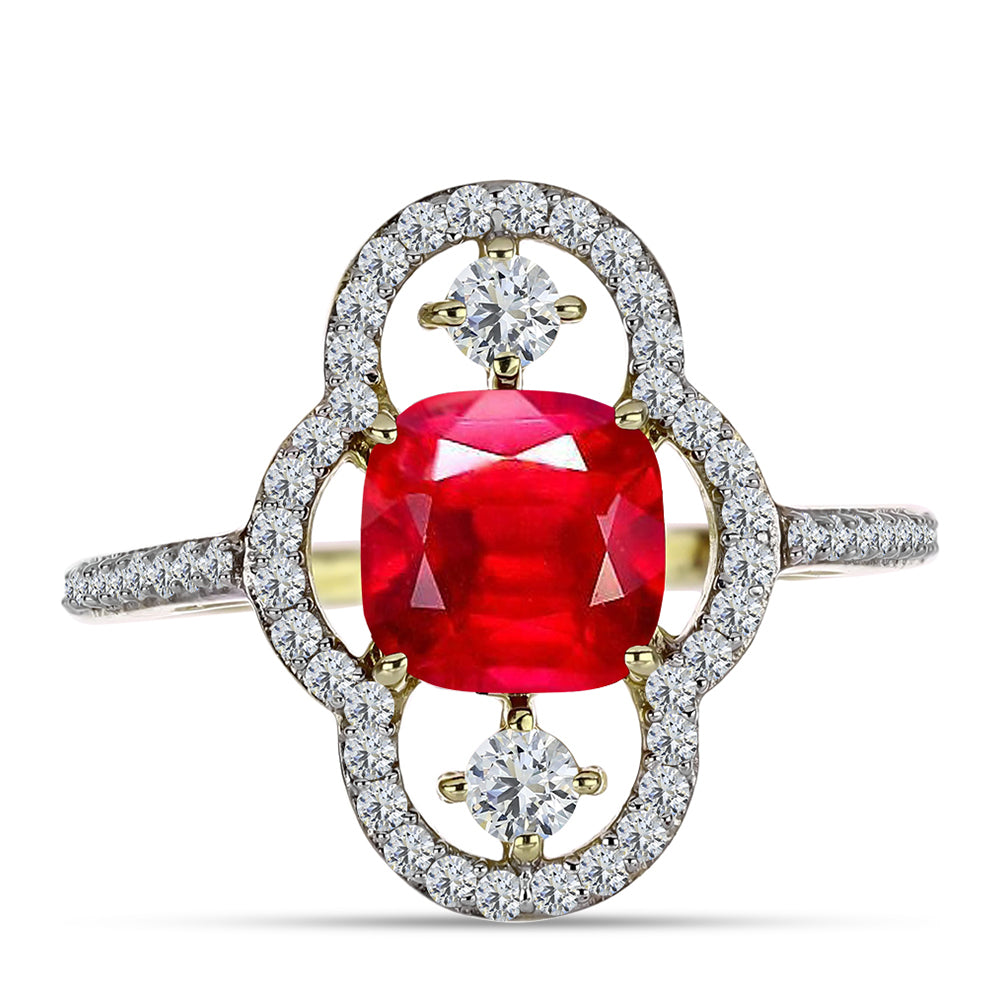 Arannyal Bevont Ezüst Gyűrű Vörös Acháttal és Fehér Topázzal 1 