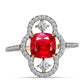 Arannyal Bevont Ezüst Gyűrű Vörös Acháttal és Fehér Topázzal