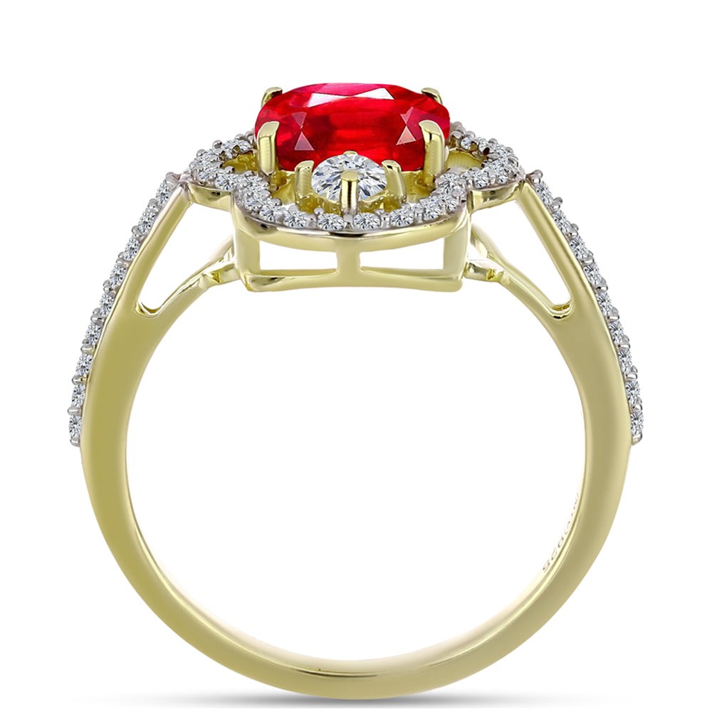 Arannyal Bevont Ezüst Gyűrű Vörös Acháttal és Fehér Topázzal