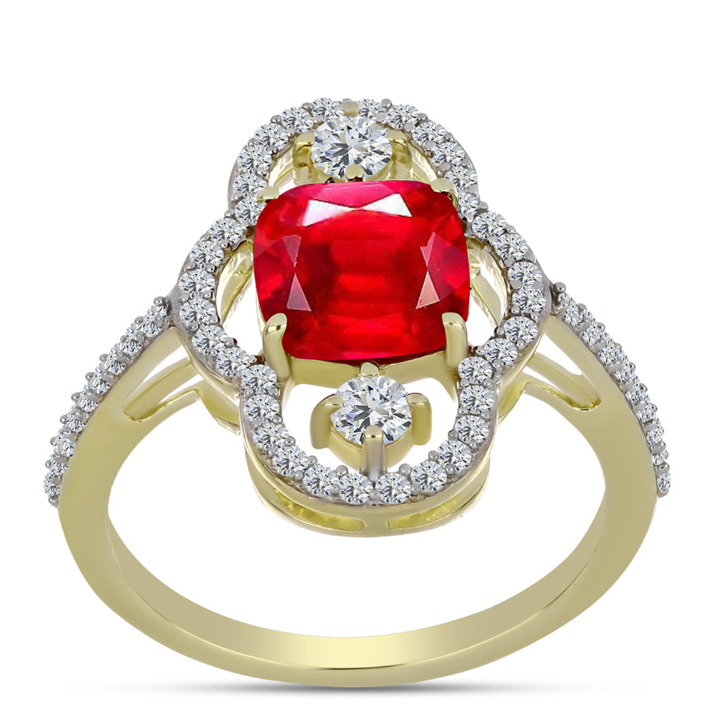 Arannyal Bevont Ezüst Gyűrű Vörös Acháttal és Fehér Topázzal 3 