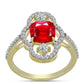 Arannyal Bevont Ezüst Gyűrű Vörös Acháttal és Fehér Topázzal