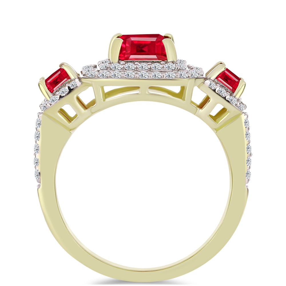 Arannyal Bevont Ezüst Gyűrű Vörös Acháttal és Fehér Topázzal