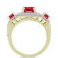 Arannyal Bevont Ezüst Gyűrű Vörös Acháttal és Fehér Topázzal